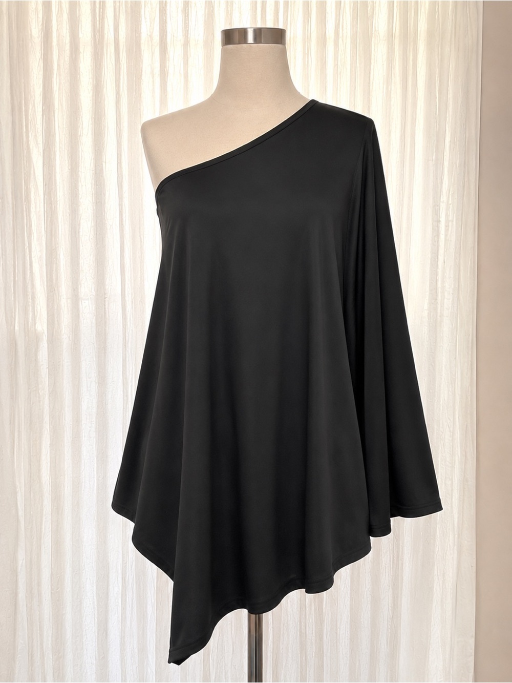 One-Shoulder Black Women's Dress